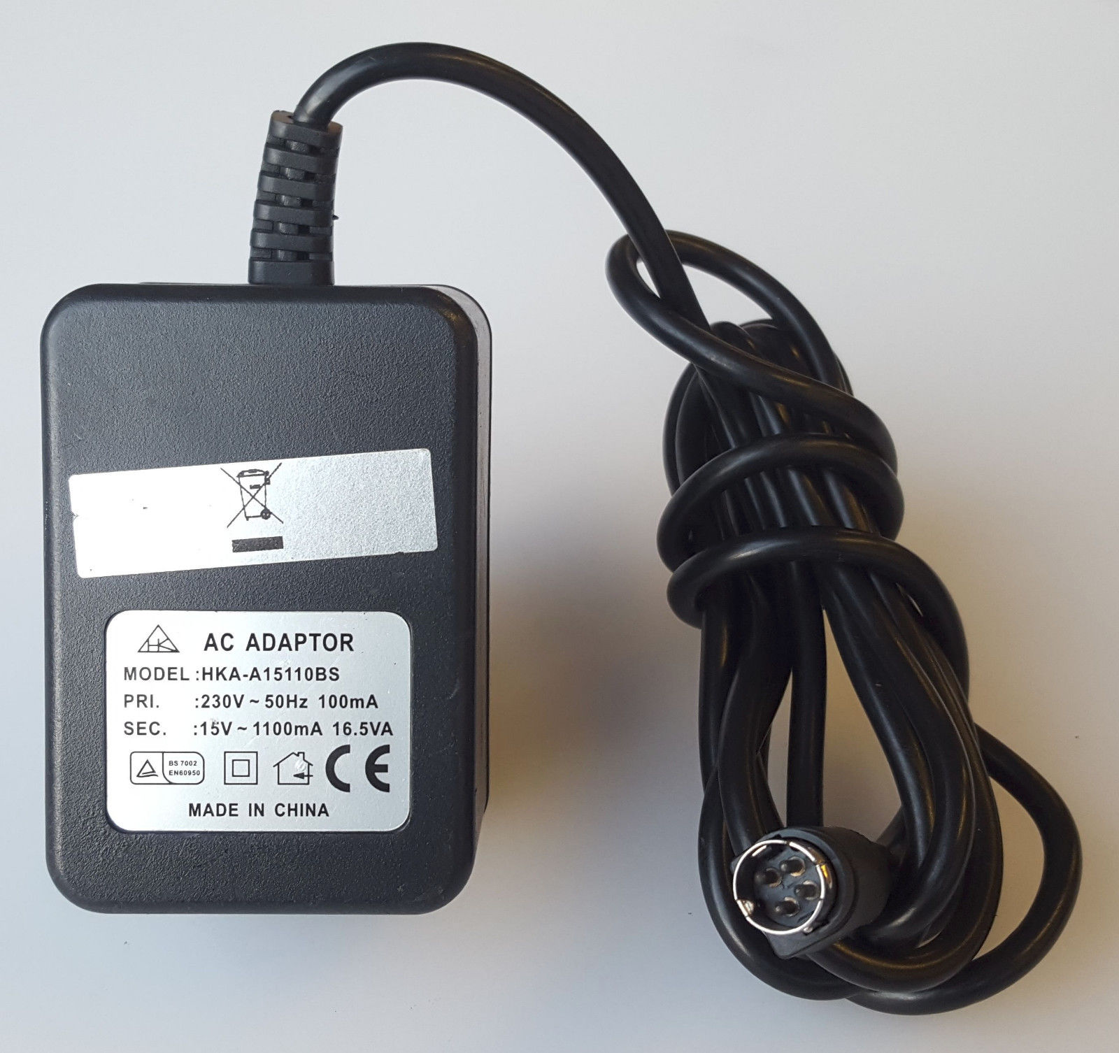 *Brand NEW* HK HKA-A15110BS 15V 1.1A AC/AC ADAPTER 4 PIN DIN POWER SUPPLY